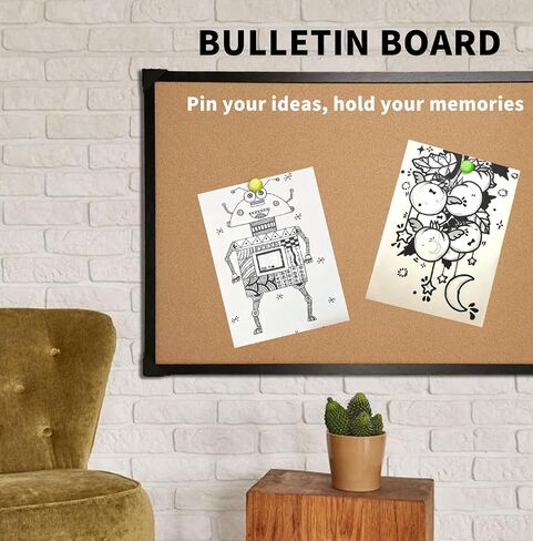 Corksidol Cork Bulletin Board, Large Wall-Mounted Pin Board with Frame, Self-Healing Corkboard for Office, Home, and School, 36" x 24",2 Pack in Saudi Arabia