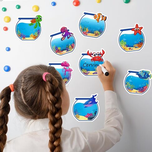 Whaline 160pcs Ocean موضوع العلامة ملصقات العلامة Sean Summer Summer Flant Flant Luday Under the Sea Mixed Fish Self-Desive Label Lable Lable Offic in Kuwait