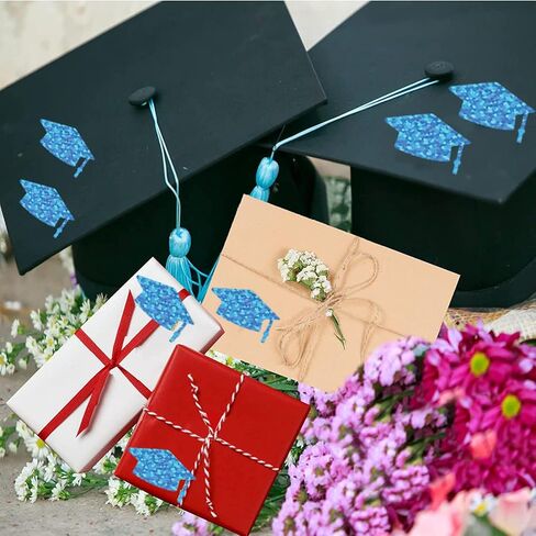 Graduation Cap Stickers Class of 2024 Grad Hat Labels Gold Foil Congrats Grad Doctoral Cap Shaped Stickers Decals for College High School Graduation Party Supplies 200pcs (Black) in Kuwait