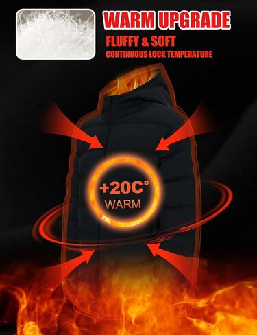 Flygo Mens Hooded Puffer Jacket Insulated Winter Waterproof Warm Coat Zipper Down Quilted Jackets in Saudi Arabia