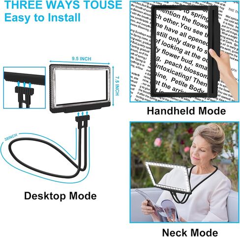 5X Large Hands Free Magnifying Glass with 43 Ultra-Bright LEDs Light for Reading Full Book Page Magnifier Flexible Gooseneck Magnifier for Neck Wear Repair Sewing Low Vision Elderly in Saudi Arabia