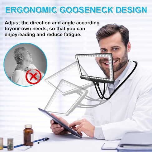 5X Large Hands Free Magnifying Glass with 43 Ultra-Bright LEDs Light for Reading Full Book Page Magnifier Flexible Gooseneck Magnifier for Neck Wear Repair Sewing Low Vision Elderly in Saudi Arabia