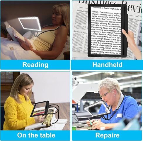 5X Large Hands Free Magnifying Glass with 43 Ultra-Bright LEDs Light for Reading Full Book Page Magnifier Flexible Gooseneck Magnifier for Neck Wear Repair Sewing Low Vision Elderly in Saudi Arabia