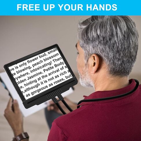 5X Large Hands Free Magnifying Glass with 43 Ultra-Bright LEDs Light for Reading Full Book Page Magnifier Flexible Gooseneck Magnifier for Neck Wear Repair Sewing Low Vision Elderly in Saudi Arabia