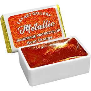 CSY art gallery Handmade Watercolors - Metallic Glitter Paints 24K Merck Gold - Full Pans Premium Pigment Watercolour for Artists, Students, Hobbyists, Calligraphers