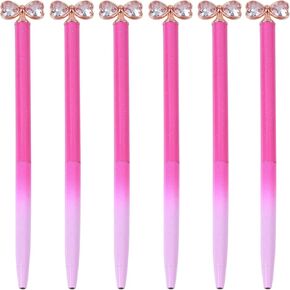 6 PCS Bow Crystal Diamond Ballpoint Bling Metal Ballpoint Pen Office Supplies Gift Pens