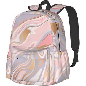 Liquid Marble Texture Laptop Backpack For Men Women, Lightweight Daypack Bookbag For Daily Commutes Business Travel Hiking