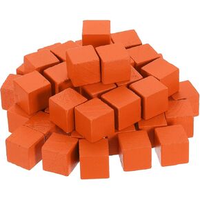 uxcell 50Pcs Wood Blocks for Crafts, 1 Inch Unfinished Wooden Cube Pine Wood Square Block for DIY Craft Projects, Orange