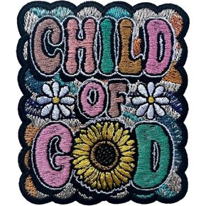 Child of God Patch, 3 Inches Sew On Iron On Patches Christian Embroidery Patches for Clothes Backpacks Hats Jeans Bags, Religious Bible Embroidered Patches, DIY Patch for Boys Girls Christians