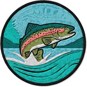 Trout Patch Embroidered Iron on Patches for Clothes Backpacks Bags Jeans Jackets Size 3" ID45095