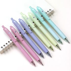 WRITECH Gel Pens Fine Point: Retractable Black Ink Pen Smooth Writing 8ct 0.7mm Medium Point Tip for Journaling Note Taking No Bleed & Smear & Smudge Vivid Color Barrel Silent Click Peekaboo Set