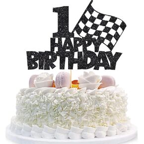 Racing Car Cake Topper ، الأسود ، عدد واحد ، 5.85 بوصة ، مناسبة عيد ميلاد