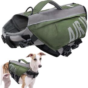 BECEMURU Dog Life Jacket with High Flotation Airbag, Reflective Stripes, Adjustable High Visibility Dog Life Vest Ripstop Cat Lifesaver Pet Life Preserver for Small Medium Dogs (L)