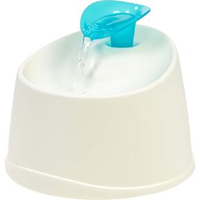 IRIS USA 44oz / 1.3L Cat Water Fountain, For Dog & Cat with Two Flow Options Automatic Pet Water Fountain Bowl Silent and Replaceable Charcoal Filter, White