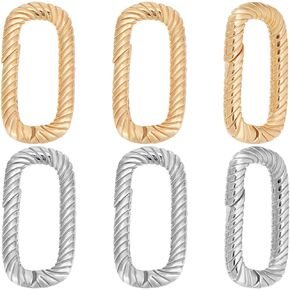 Beebeecraft 10Pcs 2 Colors Jewelry Oval Clasp Gate Ring 18K Gold & Platinum Plated Brass Snap Hooks Carabiner Clasp Keyring Buckle Spring Clip for Jewelry Making Supplies Necklace Bracelet DIY Crafts