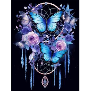مجموعات فنية Dream Catcher Diamond للبالغين المبتدئين - مجموعات الطلاء الماس الفراشة للبالغين ، حفر كامل DIY 5D Pundy Butterflys GEM ART CRAFTS TOPS FOR Home Wall Decor 12x16 In in Kuwait