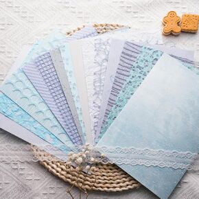 VIVIQUEN 15Pcs Handmade Scrapbook Art Paper Craft Textured Paper A5 Sheet Mesh Special Paper Mix for Scrapbooking Junk Journal Journaling Supplies DIY Materials,5.8x8.2 inches (PINK)