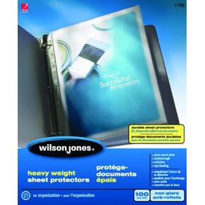 Wilson Jones Sheet Protectors, Heavy Weight, Top-Loading, Non-Glare, 100 Sheets/Box (W21413)