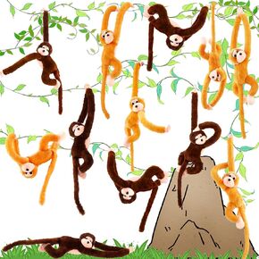 12 Pcs 24 Inch Hanging Monkey Stuffed Animal Plush Monkey Hanging Toys Soft Lifelike Monkey Toys for Zoo Jungle Forest Theme Party Decors, 2 Colors