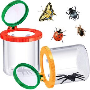 2 Pieces Bug Jars Insect Viewer Catcher Bug Magnifying Insert Box Insect Cage Container for Kids Children Science Nature Exploration Tool
