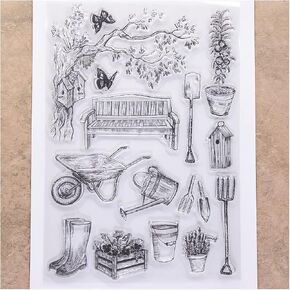 Kwan Crafts Garden Tools Butterfly Clear Stamps for Card Making Decoration and DIY Scrapbooking 3040211