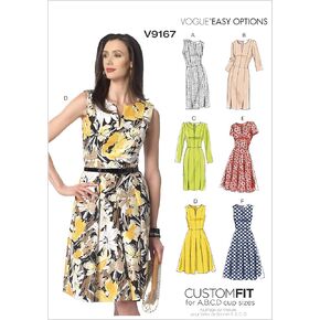 Vogue Patterns V9167 Misses' Notch-Neck Princess-Seam Dresses, E5 (14-16-18-20-22)