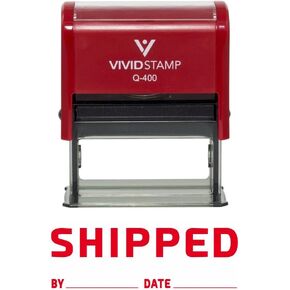 Shipped by Date Self Inking Rubber Stamp (Red Ink) - X-Large