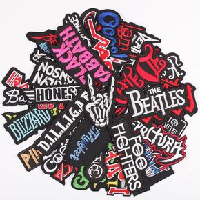 25pcs/lot Rock Band Patches for Backpacks Embroidered Patches Stickers Iron on Patches Jacket Jeans Assorted Style Badges Clothes Stickers DIY Applique Stripe