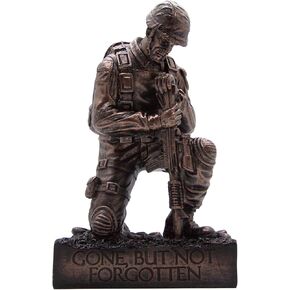 Memorial Kneeling Soldier with Rifle Statue, Ideal for Indoor or Outdoor Display, Patriotic Home & Office Decor, 8.5 Inch