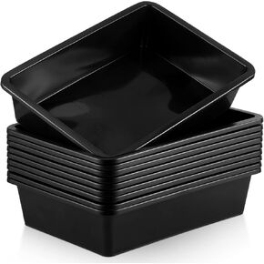 Qunclay 10 Pcs Flat Storage Tray Organizer Bin Letter Size Paper Trays for Classroom Art Activity Plastic Stackable File Paper Organizer for School Office Teacher Book Organization, Black