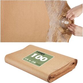 cozymood Honeycomb Packing Paper Sheets for moving 100 Pcs 15" x 28", Wrapping Paper for Bubble Cushioning Wrap and Shipping Packaging, Biodegradable & Fully Recylable, Brown