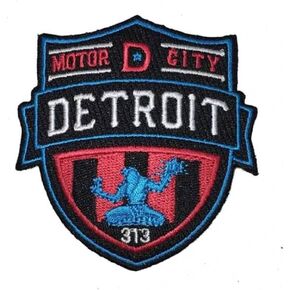 Detroit Shield 100% Embroidery Patch Iron on or Sew on Embroidered 3″ Wide x 3″ Tall