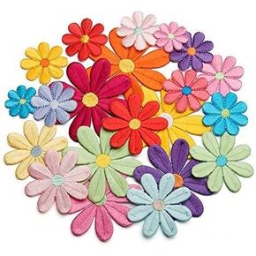 25pcs Pretty Sunflower Flower Iron On Patch Embroidey Motif Children Girls Women Fabric Applique(Randomly Color,10pcs/Large+15pcs Small)
