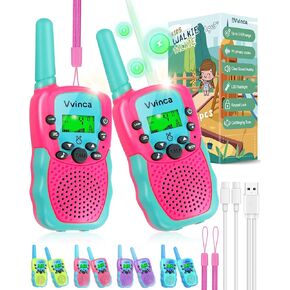 Vvinca Walkie Talkies Toys for Ages 5-7, Rechargeable Walkie Talkie for 3-12 Year Old Boy Girl with Flashlight 22CH 2 Way Radio 3 Mile Long Range for Adventure Game Camping Christmas