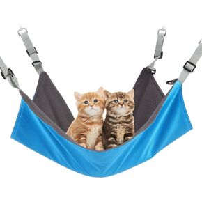 Hanging Cat Hammock, Pet Hammock for Cage, Adjustable Cat Bed Two Sides Comfortable/Waterproof Resting Sleepy Pad for Cats Small Dogs Rabbits or Other Small Animals (Blue)