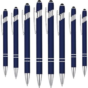 8-Pack (Wine Red) 2-in-1 Metal Retractable Ballpoint Pens with Stylus Tip. Great Pens for Touchscreen iPhones, Tablets, Laptops and Other Capacitive Devices. 1.0 mm Black Ink