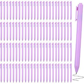 100 Pcs Ballpoint Pens Bulk, 1.0 mm Pink Click Pens, Retractable Comfortable Writing Pens Medium Point Cute Office Pens Aesthetic Ballpoint Pens for Teacher Student Baby Shower (Light Purple)