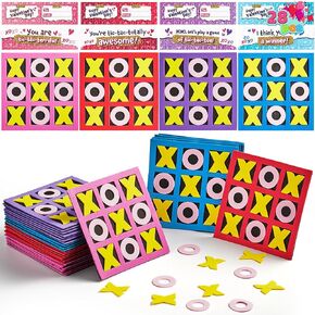 JOYIN 28 Pack Gifts Cards with Foam Tic-Tac-Toe Mini Board Game Toys, Tic Tac Toe for Party Favors, Goody Bag Fillers, Classroom Prizes, Classroom Exchange