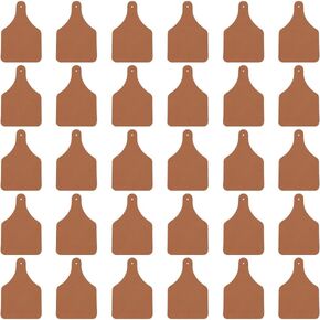 OLYCRAFT 30pcs Leather Tags 3x2 Inch Genuine Leather Labels 2mm Thick Leather Blank Cow Ear Tag with 2mm Hole Dark Brown Cowhide Leather Labels for Clothes Jeans Hats Accessories DIY Jewelry Crafts