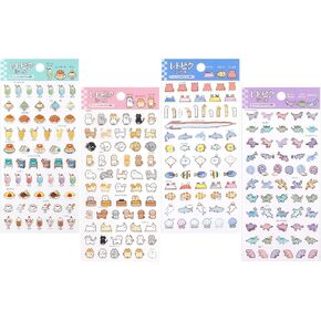 Pixelated Japanese Scrapbook Stickers Sheets: Drinks,Food,Dogs,Cats,Dinosaurs,Fish,Mini Animal,Small Washi Stickers for Journaling-Scrapbook Supplies.
