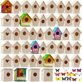 Kisston 96 PCS مجموعات Birdhouse Wooden Birdhous