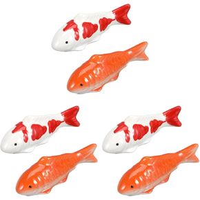 Yardwe Aquarium Ceramic Floating Fish - 6pcs Goldfish Koi Fish Floatable Figurines Underwater Floating Ceramic Goldfish Realistic Fish Tank Fish Tea Pet for Fairy Garden Fish Bowl Pond Decor