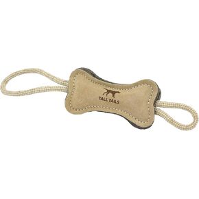 Tall Tails Dog Natural Leather Bone Rope Tug Toy for Dogs, 16 Inches