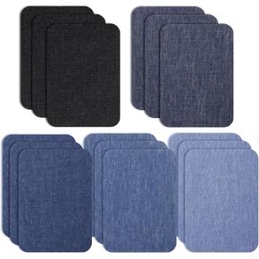 15 Pcs Iron on Patches for Clothes Repair for Jeans Inside & Outside Denim Patches, 5 Colors Size 3" by 4-1/4" (7.5 cm x 10.5 cm)