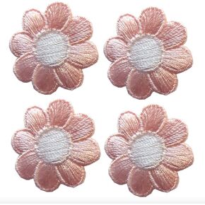#2987SB Lot 4Pcs 1" White Blue Daisy Flower Embroidery Iron On Applique Patch for Craft,Sewing,Clothing-1"x1" inch (Blue)