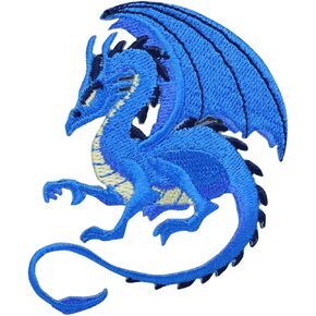 Blue Dragon - Facing Left - Legendary/Mythical/Fantasy - Embroidered Iron on Patch