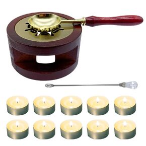 Wax Seal Warmer Kit Furnace Tool Wax Seal Stamp Warmer Stand with Spoon and Stirring Stick Kit for Wedding Envelope Seal Stamp (Redwood A) in Saudi Arabia