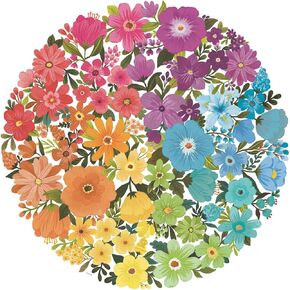 Ravensburger Circle of Colors: Flowers 500 Piece Round Jigsaw Puzzle for Adults and Kids Wooden Puzzle | Unique Piece Design | Vibrant and Glare-Free | FSC-Certified