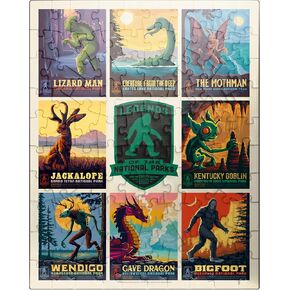 MyPuzzle Legends of The National Parks: Multi-Image Print - Edition 1, Vintage Poster - Premium 1000 Piece Jigsaw Puzzle for Adults