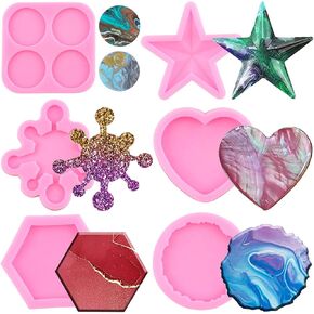 Phone Grip Resin Molds Silicone Molds Phone Socket Epoxy Resin Casting Molds for DIY Resin Casting Jewelry Making Badge Reel Mold Set of 6